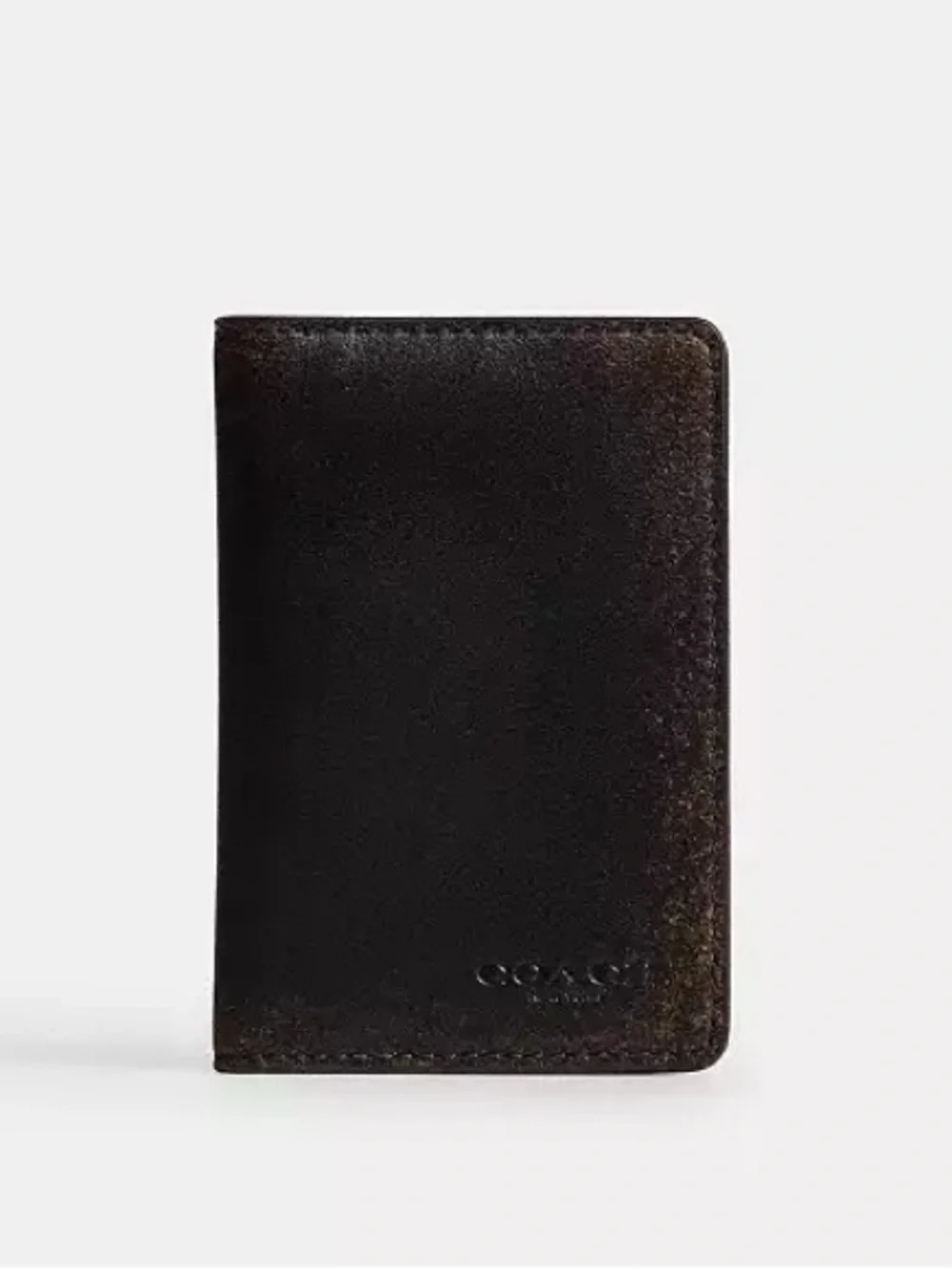 Coach Loved Leather ID Card Case Wallet Black/Brown Rub-off Smooth Leather NWT